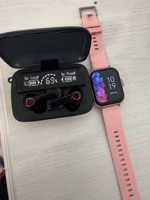 Смарт часы и 2в1 наушник безпроводной+повербанк