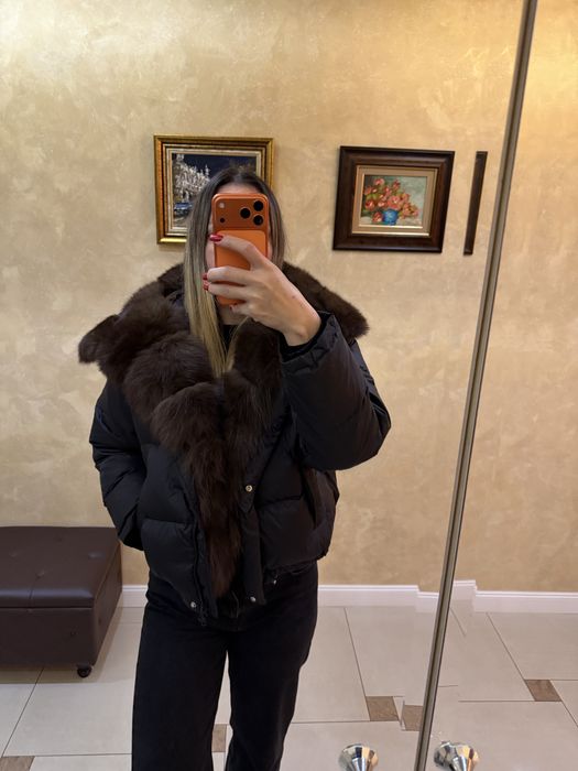 Geaca cu puf si guler blana naturala