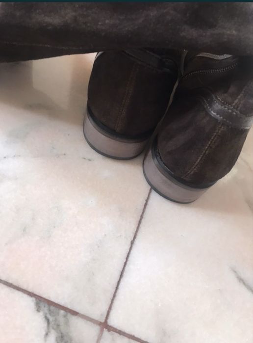 cizme peste genunchi maro piele intoarsa