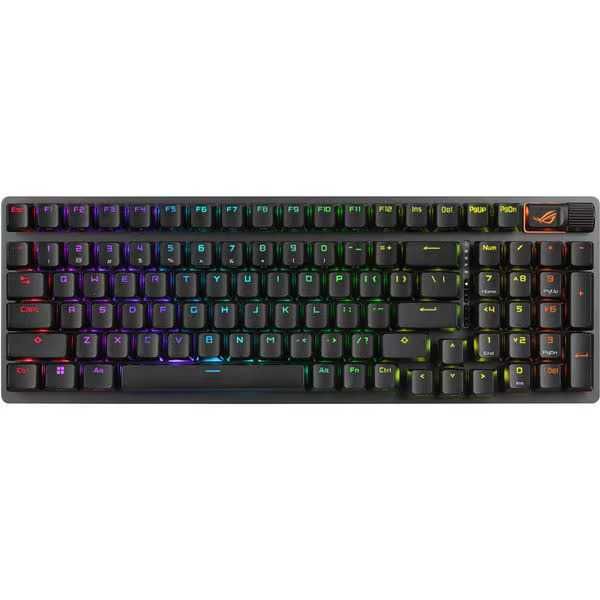 Tastatura Gaming Wireless mecanica ASUS ROG Strix Scope II 96 Wireless, Bluetooth, Layout US, Rog Snow, negru Noua Sigilata Garantie