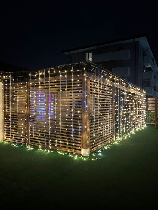 Instalatie perdea 3x3m ploaie leduri FLASH alb cald interconectabile