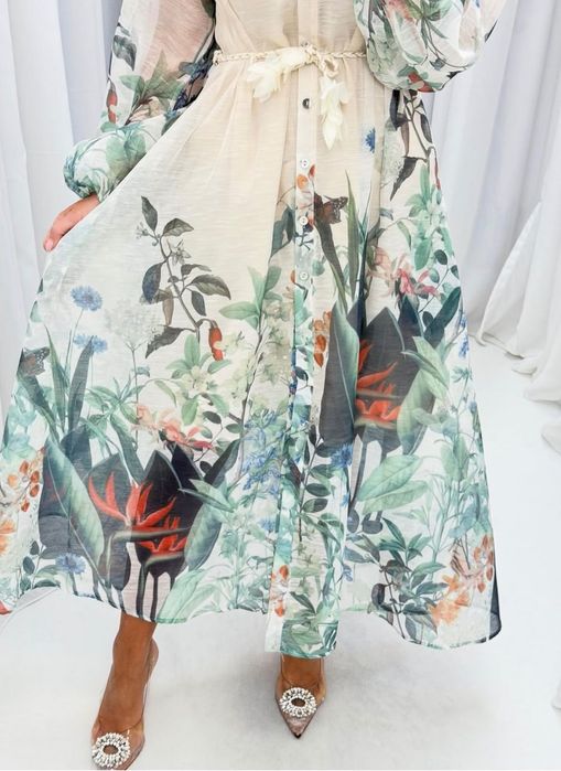 Уникална рокля лен и памук