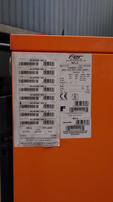 Чугунен котел на твърдо гориво Фероли/ Ferroli SFL 6, 52 kW