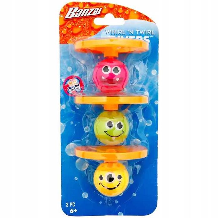 Комплект от 3 играчки за баня, Banzai, 6+ години, Многоцветни