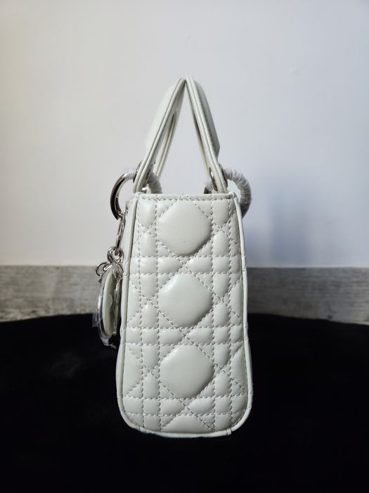 Lady Dior Mini White Silver Hardware