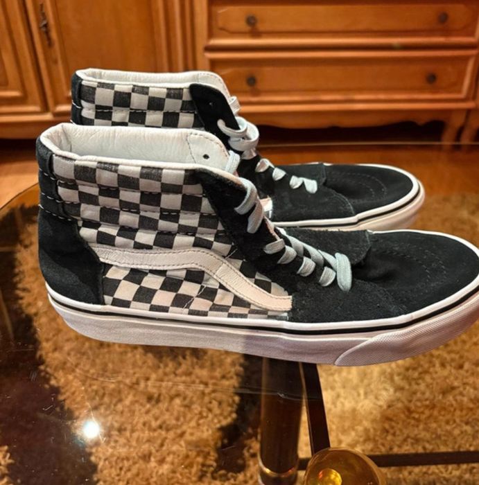 Papuci Vans High Chess Pattern