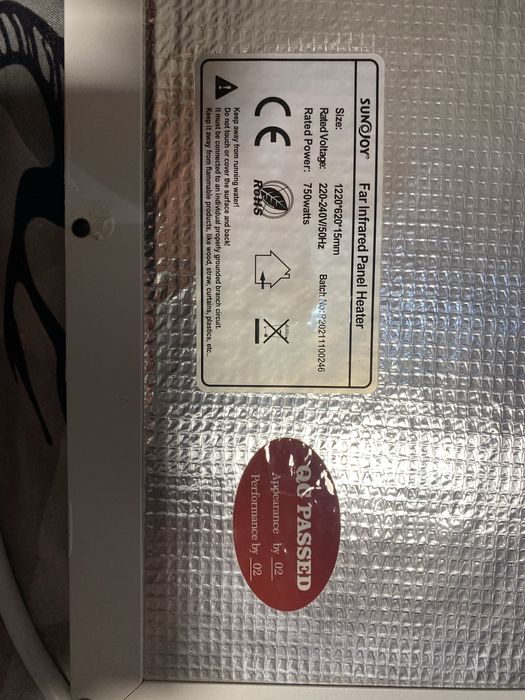 Panou radiant infrarosu sunjoy 750w plus termostat premium