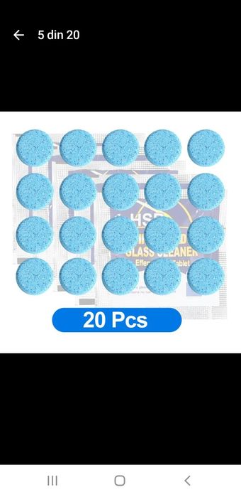 Pastile efervescente pentru lichid parbriz și sprei pentru geamuri.