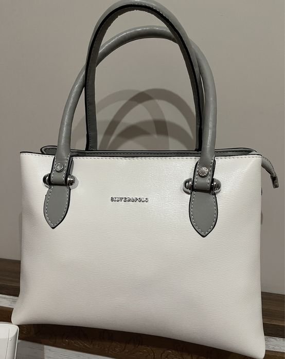 Дамска чанта Silver & Polo (сиво/бяло)