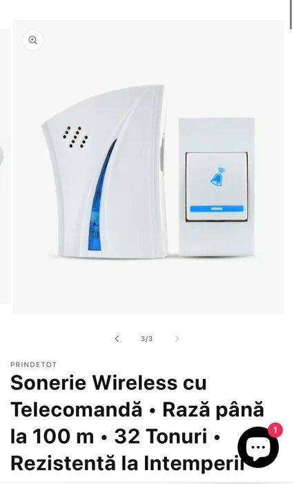 Vând sonerie  wireless cu telecomandă,totul nou sigilat!