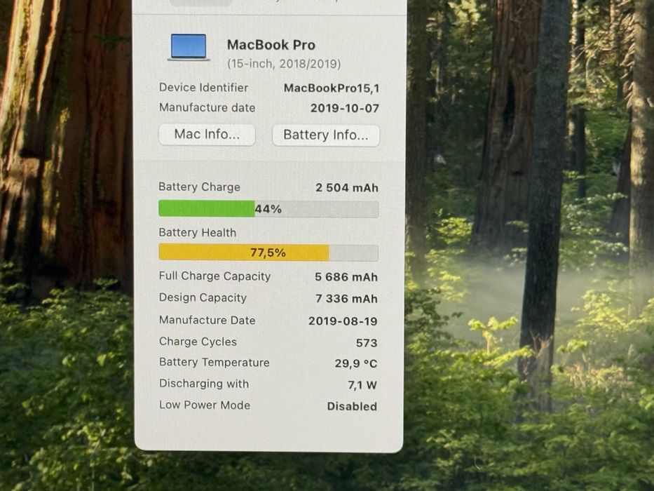 MacBook Pro 15 2019`Core i7-9750H/16GB RAM/256GB SSD/AMD Pro 555X