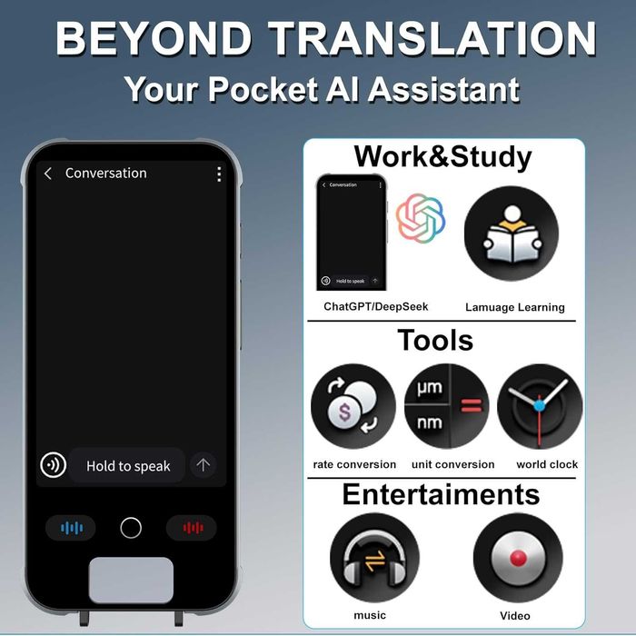 Многоезичен незабавен гласов преводач, скенер преводач с 90 езика, едновременен гласов преводач