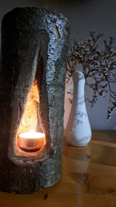 Уникален три-прозоръчен Свещник от дърво