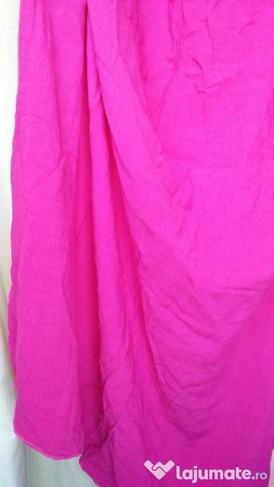 Rochie maxi de plaja sau casual roz aprins snur panglica elastic