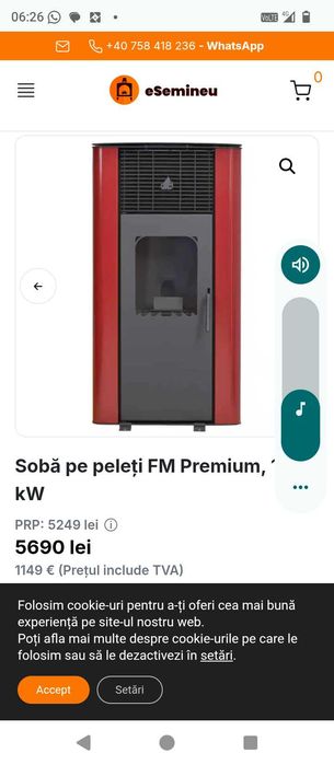 Vând soba pe peleti