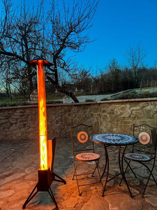 Soba cu flacara in tub de sticla 150 cm Incalzitor terasa peleti