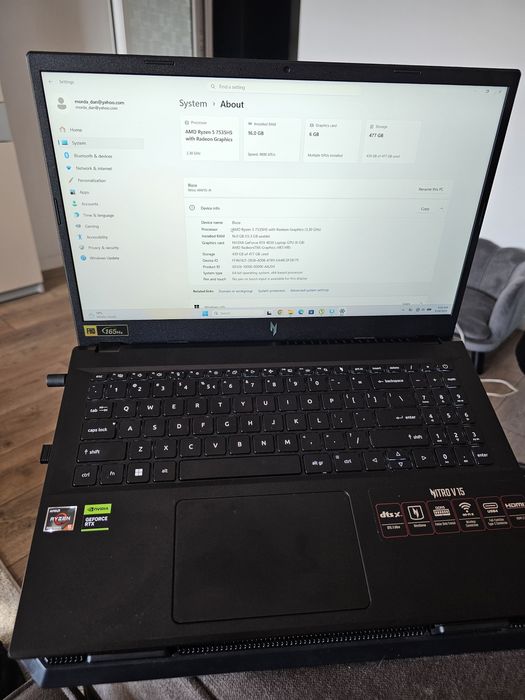 Laptop gaming. ACER Nitro v15