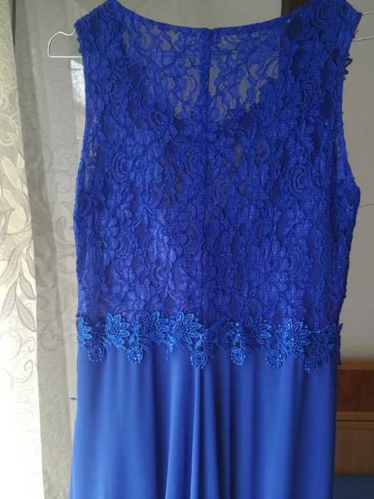 Rochie lunga ocazie voal albastra