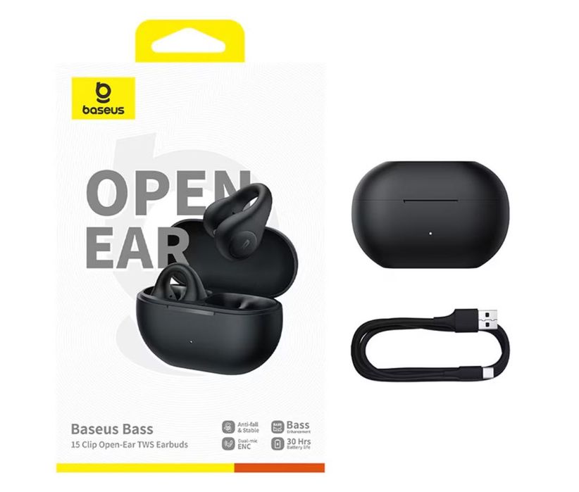 Casti Baseus Bass 15 Clip Open-Ear TWS Negru