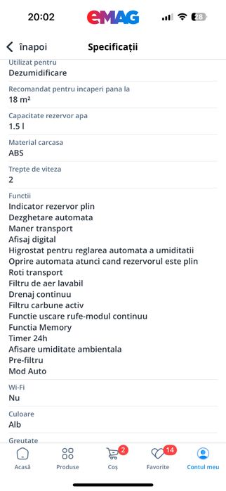 Dezumidificator camera