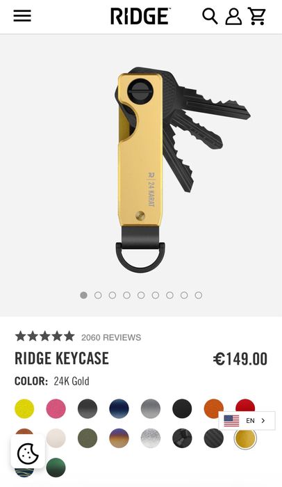 Ridge Keycase/Keychain/Breloc 24 Karat Gold