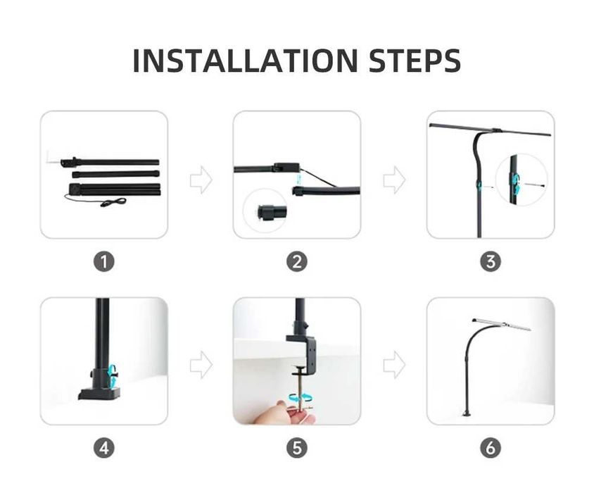 Двойна настолна LED лампа с 5 цветови режима и 5 настройки за яркост