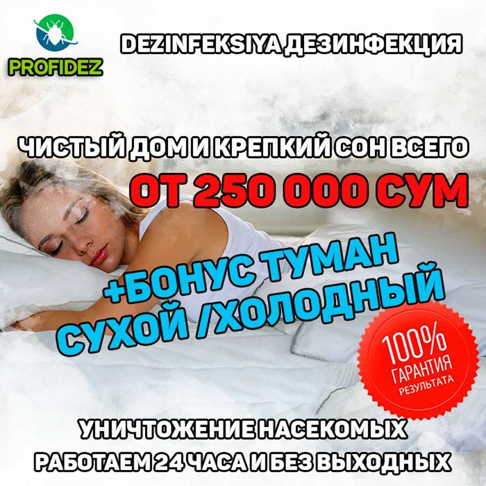 Dezinfeksiya Дезинфекция Дезинсекция СУХОЙ/ХОЛОДНЫЙ туман в подарок P1