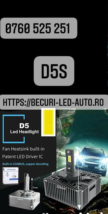 Set Două Becuri Led D1S/D1R/D2S/D4S/D3S/D5S/D8S Can-bus  100% + GARANȚ