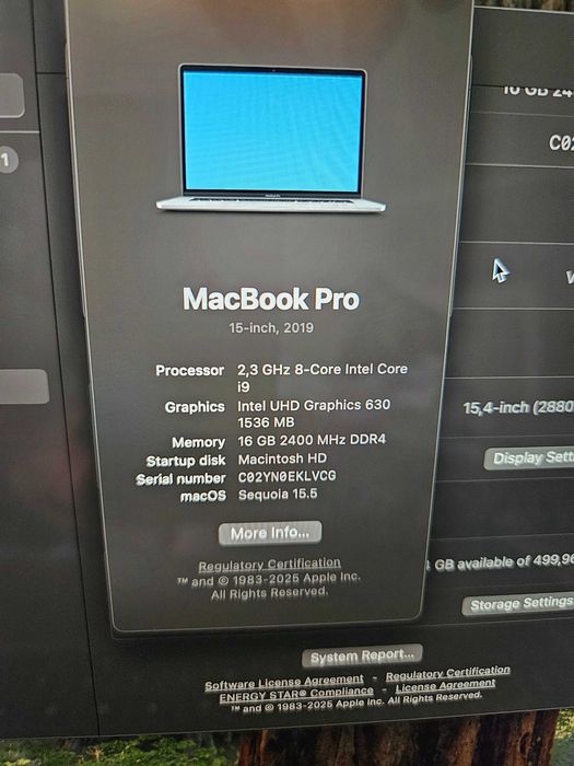 Macbook Pro 15" 2019 i9, 16gb 2400mhz DDR4 Dark Grey