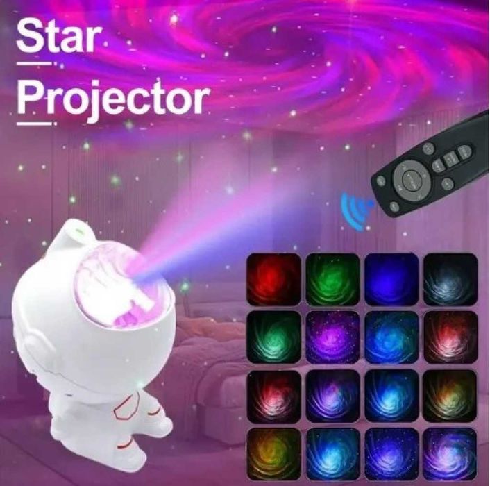 Нощна лампа прожектор Астронавт с дистанционно, с ефект "Звездно небе"