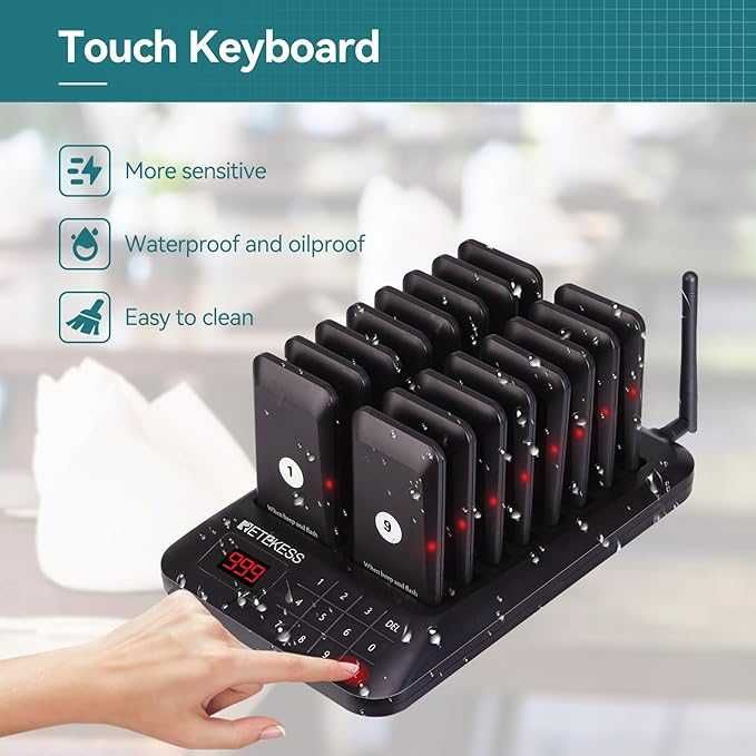 Retekess TD157 Пейджър система, 16 пейджъра, Gastro, 300 mAh