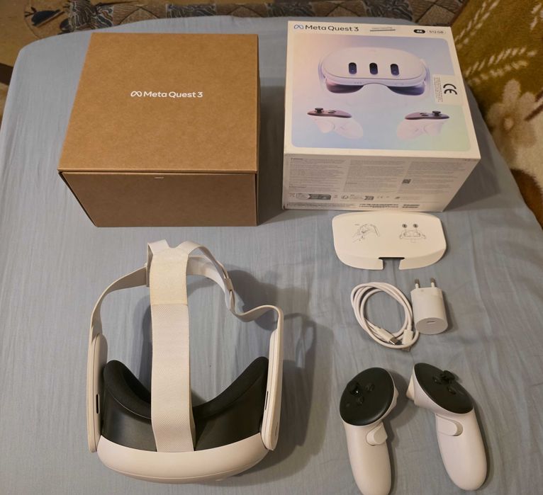 Ochelari VR META Quest 3, 512GB, Alb, impecabili, factura, garantie pina in 16.10.2027