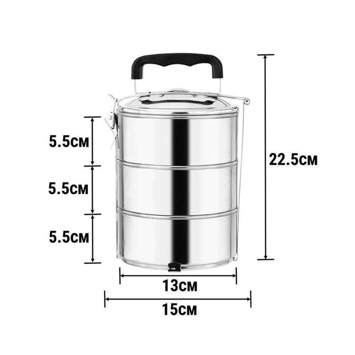 Комплект метални кутии за пренасяне и съхранение на храна, 3 броя