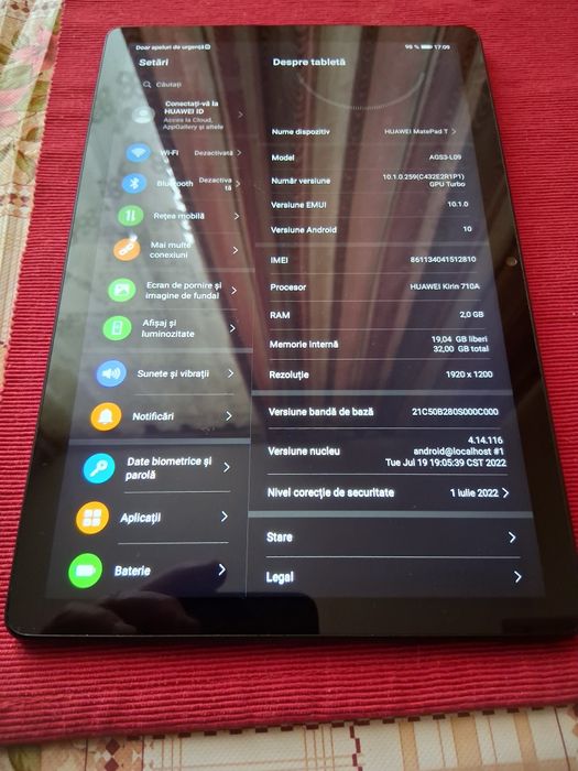 Vând tabletă WUAWEI Mate Pad T 10,1 inchi în stare bună preț 400 lei