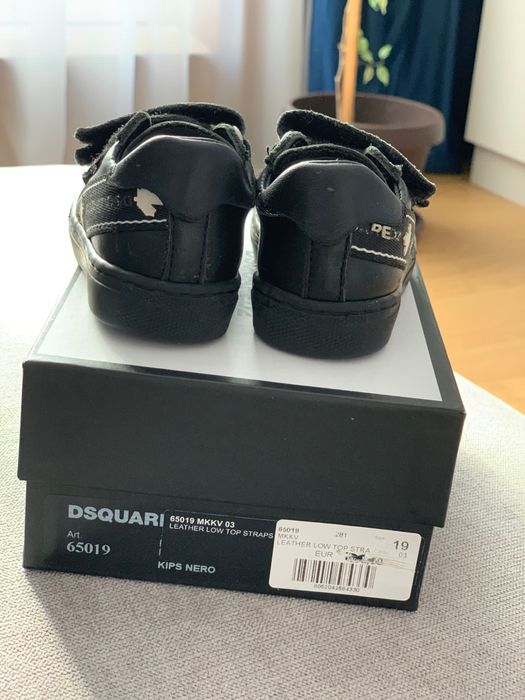 Tenisi Dsquared2 Junior din piele cu bandă cu siglă marimea 19