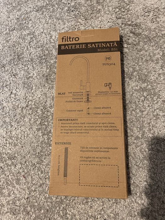 Baterie modernă satinat inox – nouă, cu cartuș ceramic (de la Filtro)