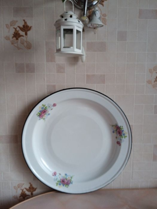 Блюдо фаянс металл