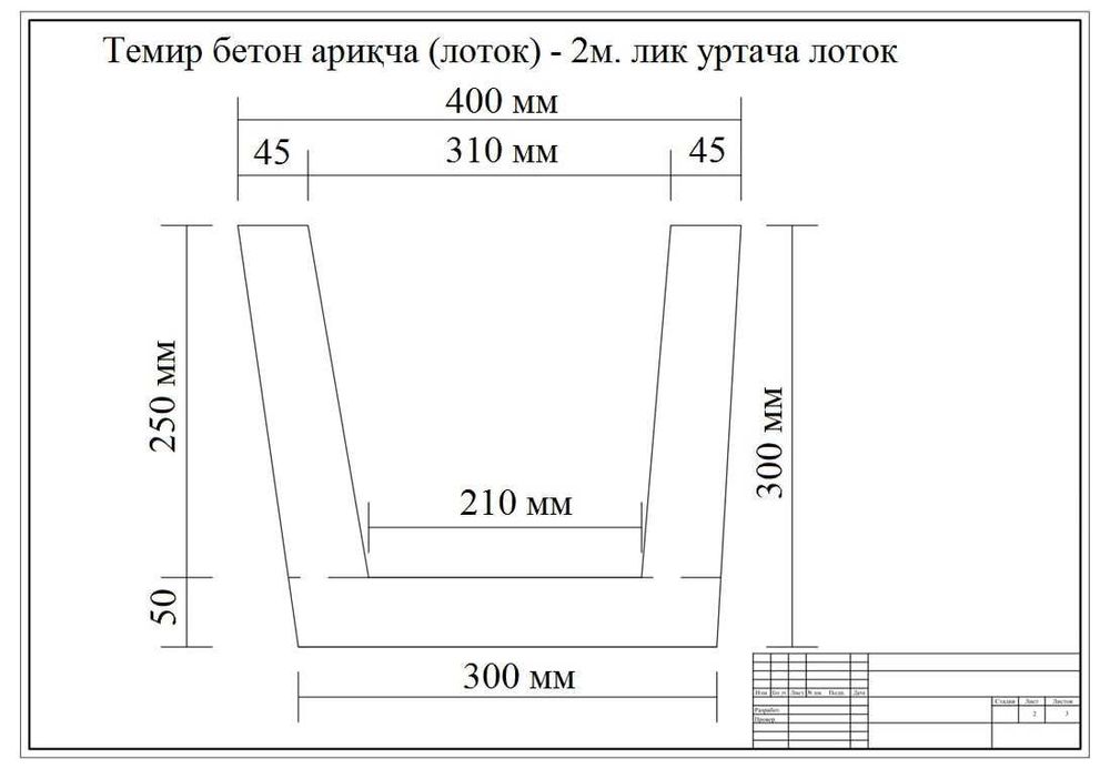 Beton lotok 22/25/30sm, 2m Тошкент ш. ва вилоятларига етказиб берамиз