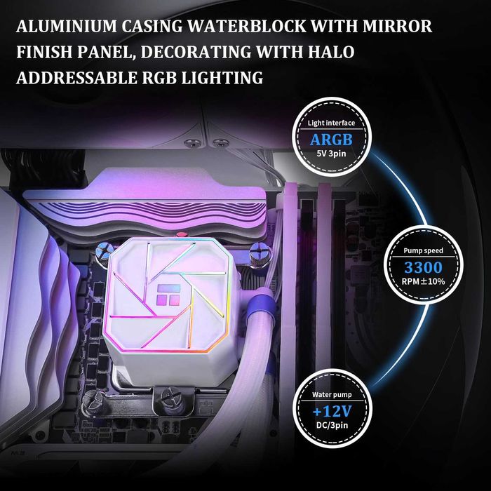 Cooler CPU lichid AIO Thermalright Aqua Elite 240 White /Black V3 ventilatoare PWM 120mm,rulmenți S-FDB,AM4/AM5,Intel LGA1150/115X/1200/2011/1700/1851