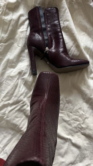 Botine de piele naturala burgundy