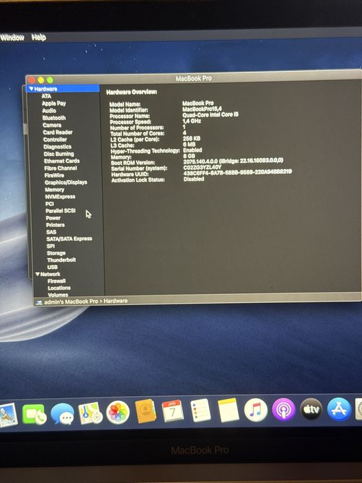 Vand macbook pro 2019 touchbar