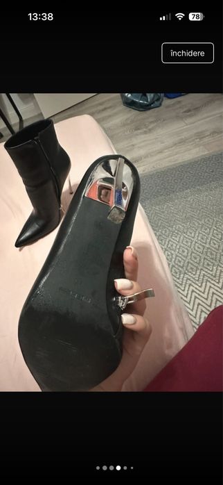 Botine cu toc argintiu Alani