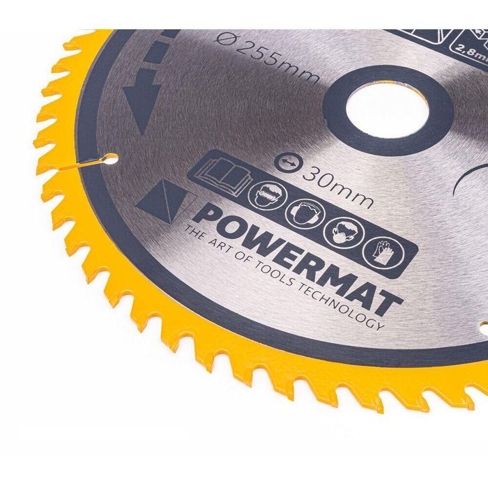 Disc, lamă de ferăstrău pentru lemn, 255x30x60Z, Powermat