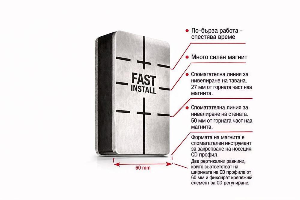Магнит за бърз монтаж на профили FAST INSTAL