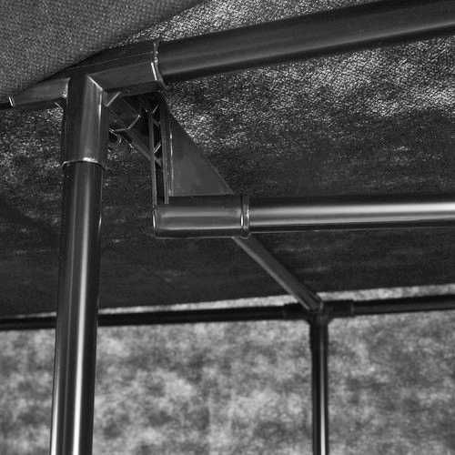 Сгъваем текстилен гардероб с 14 рафта и 2 закачалки 170х170х42см Черен