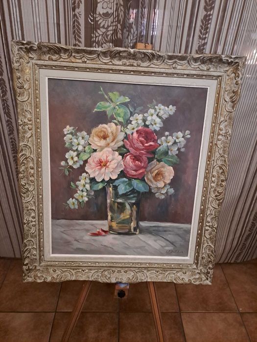 tablou pictura pe panza 70/61 cm semnat L P Duvivier