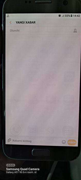 Samsung S7. Korea mahsuloti. Rangi oq. Xotira 4.32 gb. Batary 3200mAP.