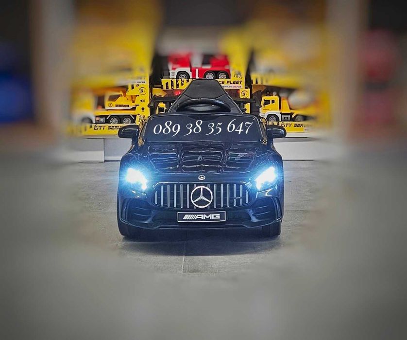 ТОП ЦЕНА!НОВО!Акумулаторна кола Mercedes GTR с МЕКИ ГУМИ,12V батерия,кожена седалка,дистанционно управление