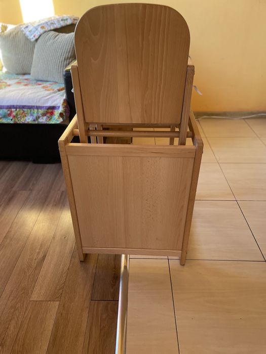 Детско дървено столче за хранене 2в 1