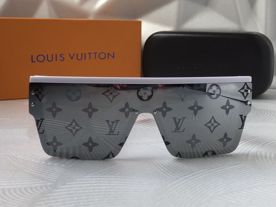 Мъжки слънчеви очила маска брандирани стъкла бели черни